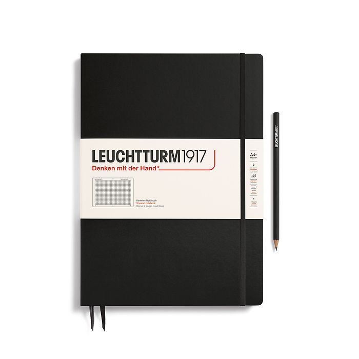 Notebook Master Slim (A4+), Hardcover, 123 numbered pages, Black, squared