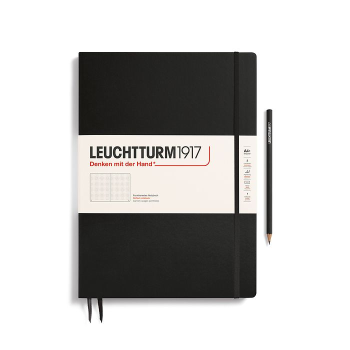 Notebook Master Slim (A4+), Hardcover, 123 numbered pages, Black, dotted