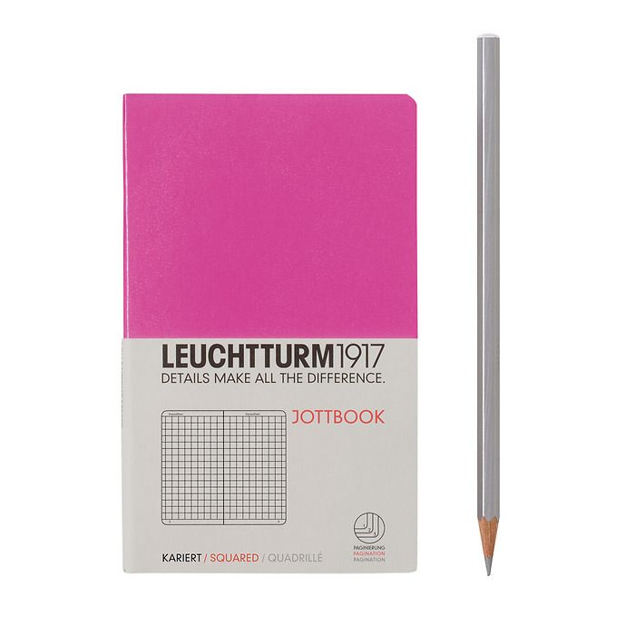 Jottbook Pocket (A6), 60 numbered pages, 16 perforated pages, Pink, squared