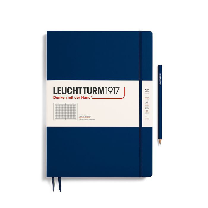 Notebook Master Slim (A4+), Hardcover, 123 numbered pages, Navy, squared