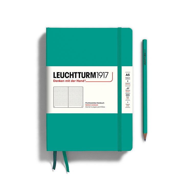 Notebook Medium (A5), Hardcover, 251 numbered pages, Emerald, dotted