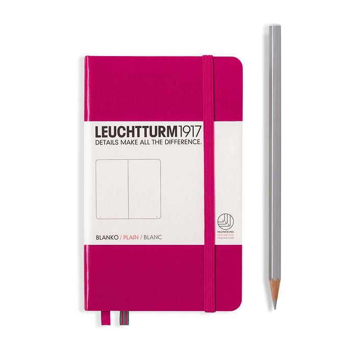 Notebook Pocket (A6), Hardcover, 187 numbered pages, Berry,  plain