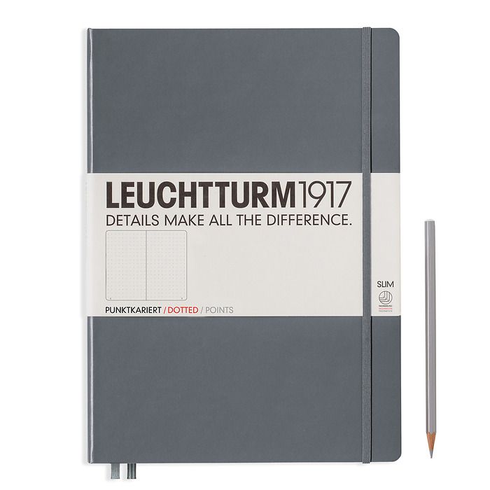 Notebook Master Slim (A4+), Hardcover, 123 numbered pages, Anthracite, dotted