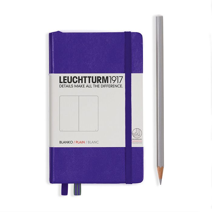 Notebook Pocket (A6), Hardcover, 187 numbered pages, Purple, plain