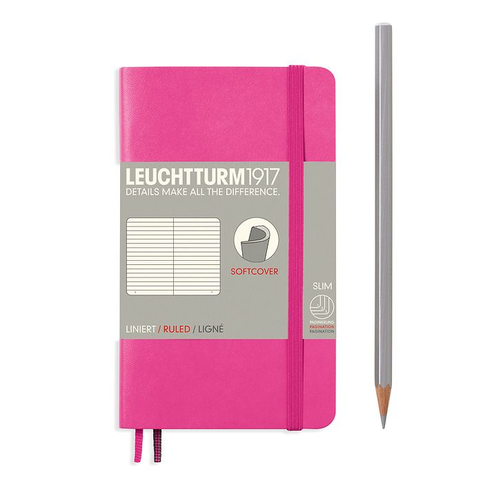 Notebook Pocket (A6), Softcover, 123 numbered pages, New Pink, ruled