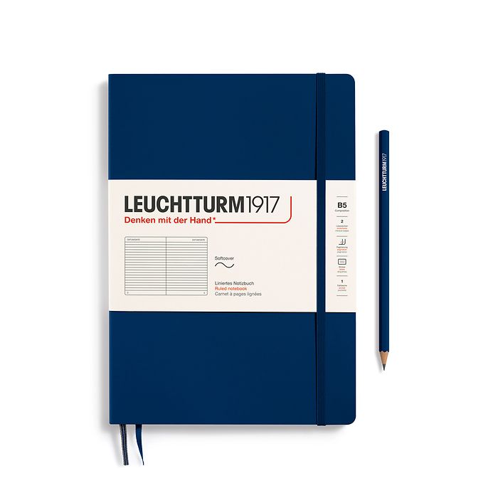 Notebook Composition (B5), Softcover, 123 numbered pages, Navy, ruled