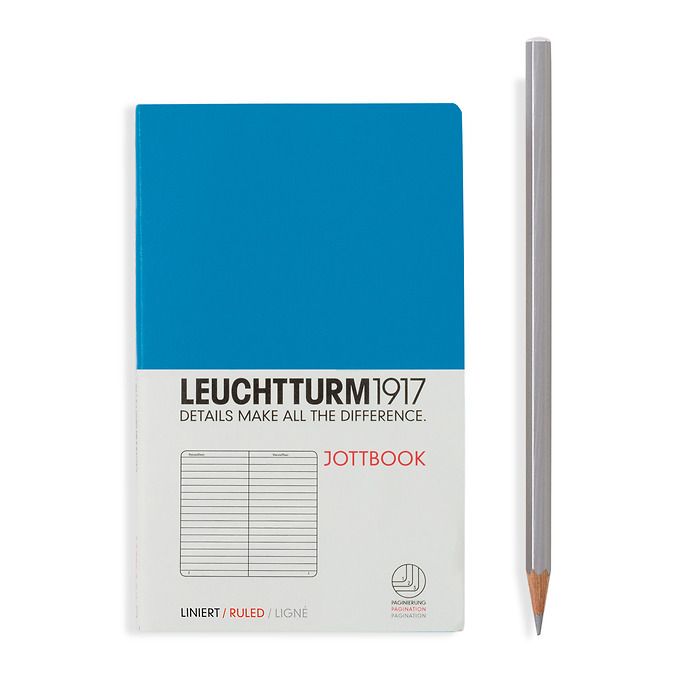 Jottbook Pocket (A6), 60 numbered pages, 16 perforated pages, Azure, ruled