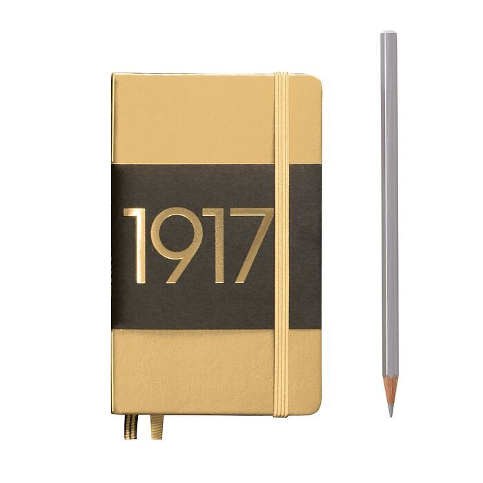 Notebook Pocket (A6), Hardcover, 187 numbered pages, Gold, plain