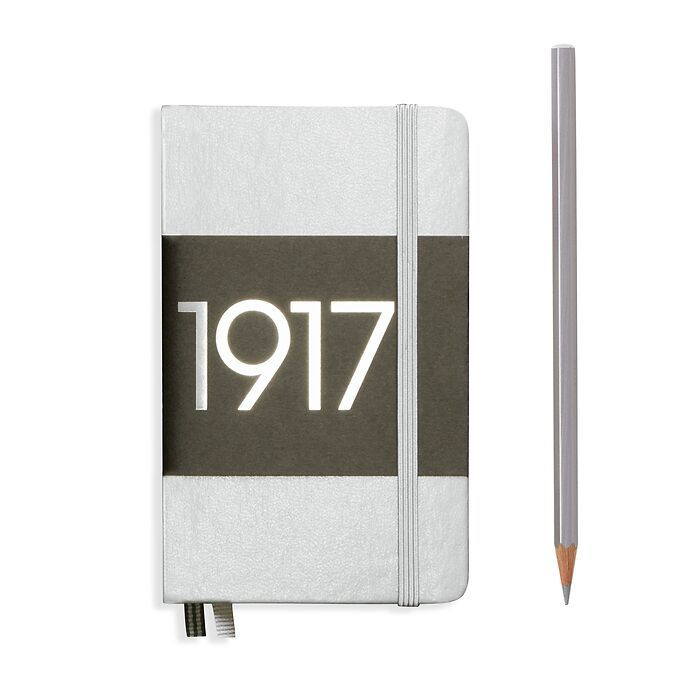 Notebook Pocket (A6), Hardcover, 187 numbered pages, Silver, ruled