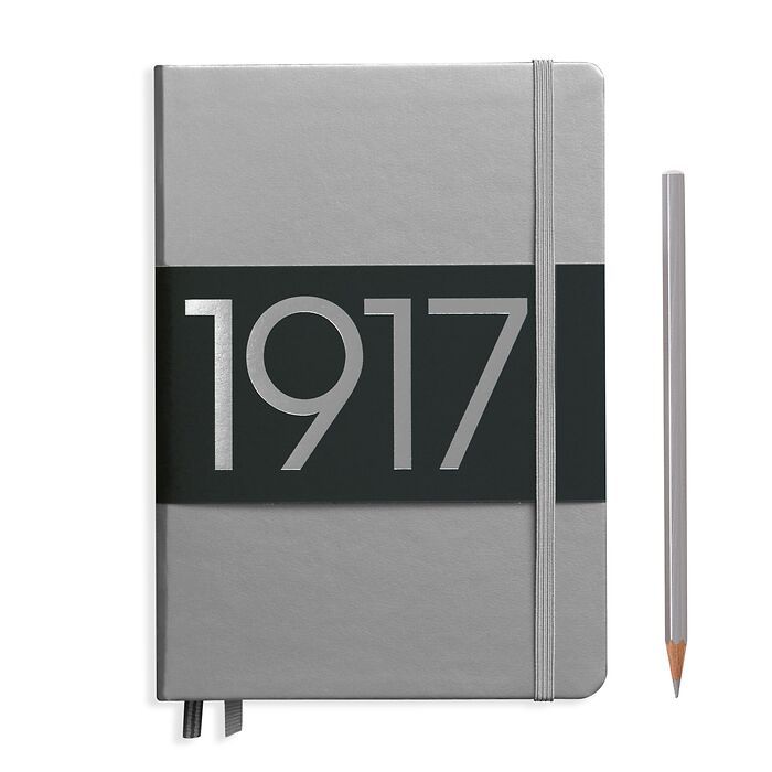 Notebook Medium (A5), Hardcover, 251 numbered pages, Silver, plain