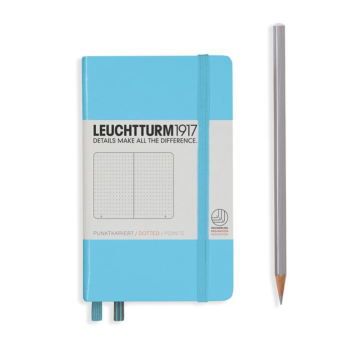 Notebook Pocket (A6), Hardcover, 187 numbered pages, Ice Blue, dotted