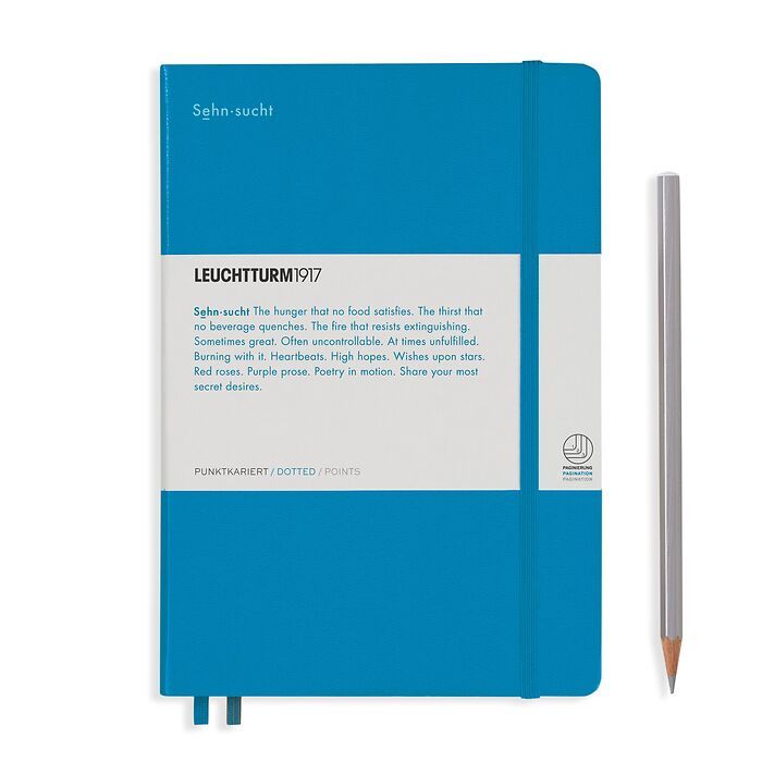Notebook Medium (A5), Hardcover, 251 num. p. Azure, dotted - Leuchtkraft (Sehnsucht)