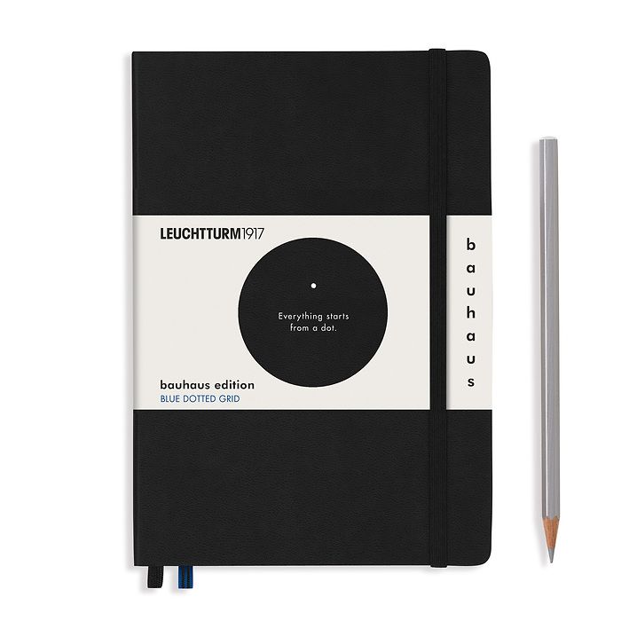 Notebook Medium (A5), Hardcover, 251 numbered pages, Black, dotted, Bauhaus Edition