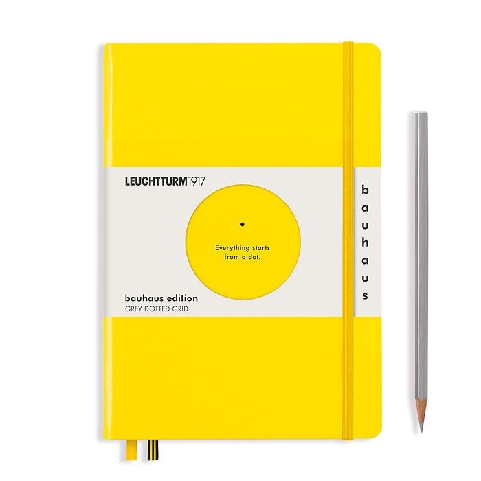 Notebook Medium (A5), Hardcover, 251 numbered pages, Lemon, dotted, Bauhaus Edition