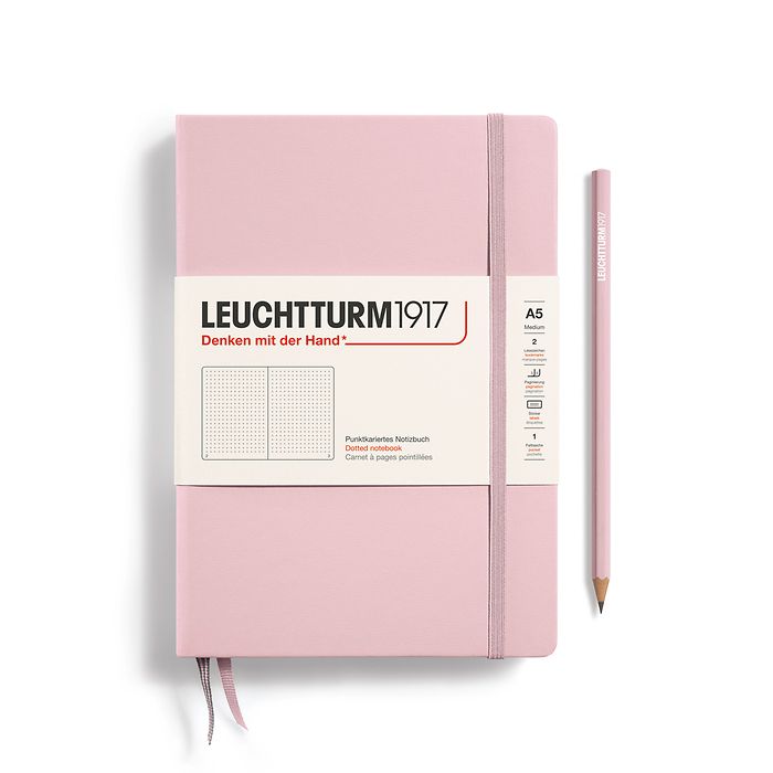 Notebook Medium (A5), Hardcover, 251 numbered pages, Powder, dotted