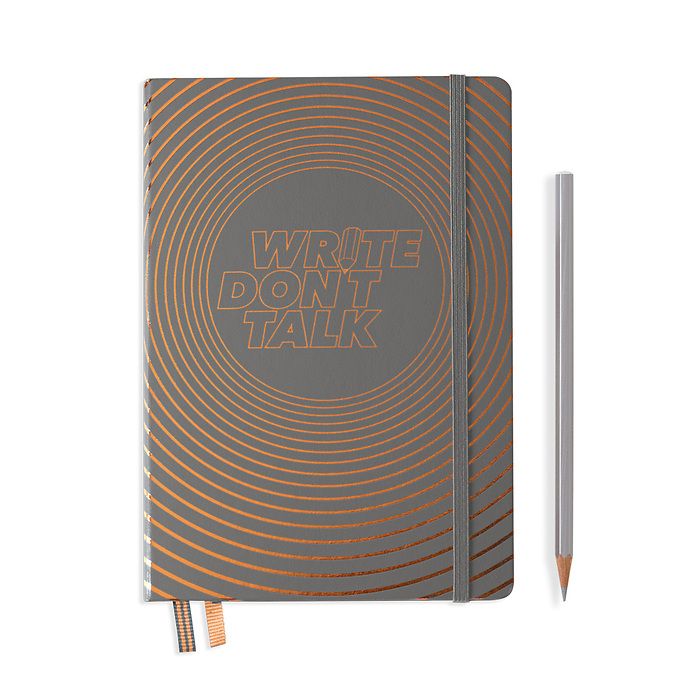 'Notebook Medium (A5), Hardcover, 251 num. p., Anthracite, dotted, ''Write don't talk'''