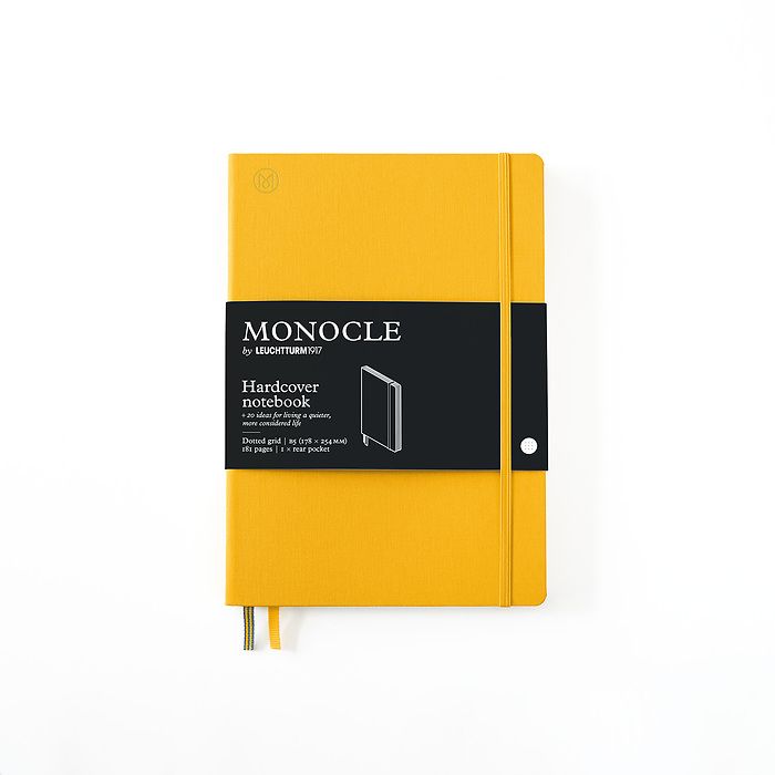 Notebook B5 Monocle, Hardcover, 192 numbered pages, Yellow, dotted