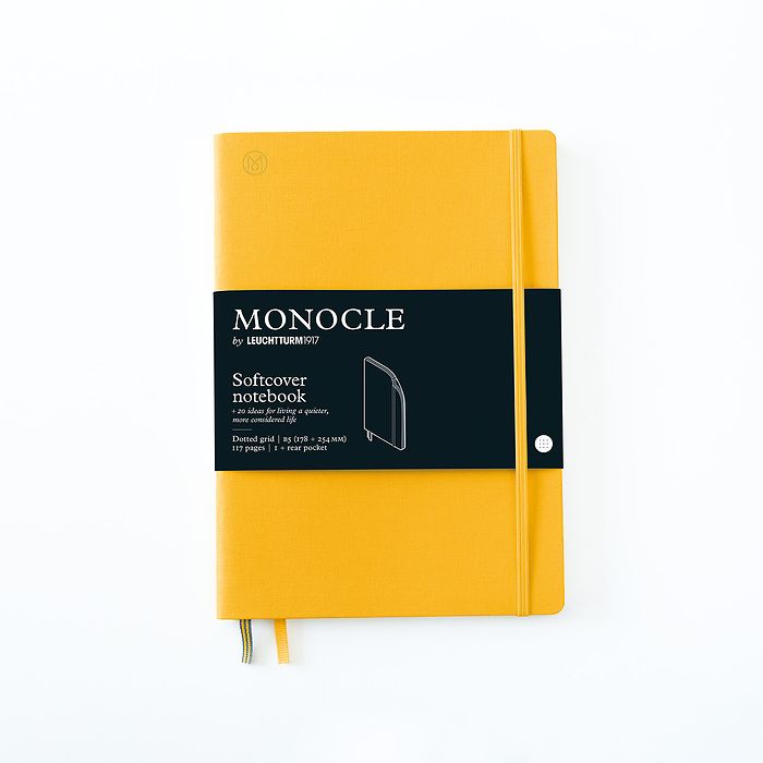 Notebook B5 Monocle, Softcover, 128 numbered pages, Yellow, dotted