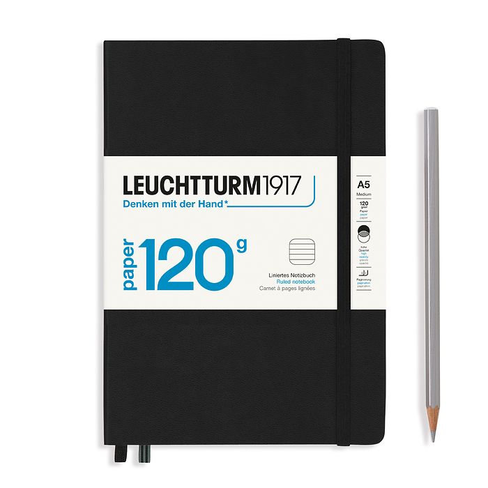 Notebook Medium (A5), EDITION 120, Hardcover, 203 numbered pages, Black, ruled
