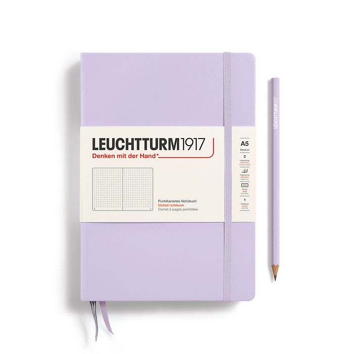 Notebook Medium (A5), Hardcover, 251 numbered pages, Lilac, dotted