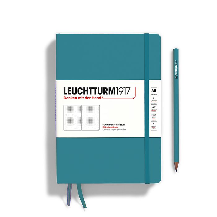Notebook Medium (A5), Hardcover, 251 numbered pages, Ocean,dotted