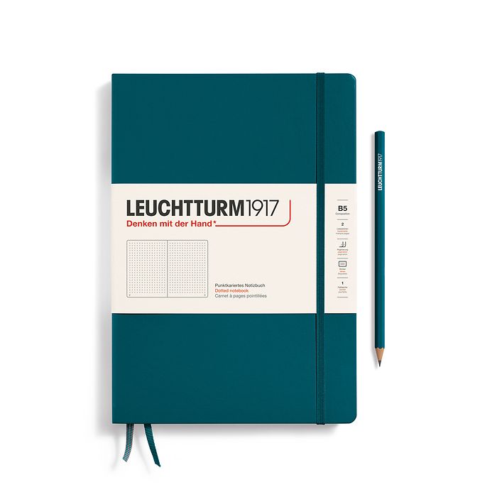 Notebook Composition (B5), Hardcover, 219 numbered pages, Pacific Green, dotted