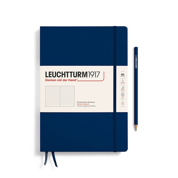 Notebook Composition (B5), Hardcover, 219 numbered pages, Navy, dotted