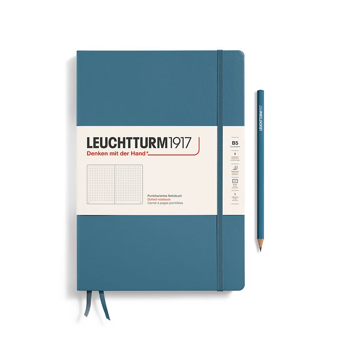 Notebook Composition (B5), Hardcover, 219 numbered pages, Stone Blue, dotted