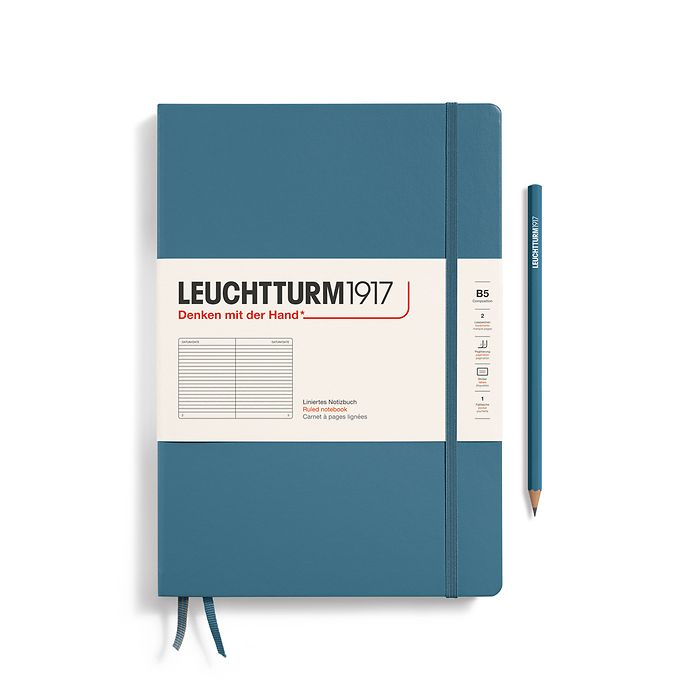 Notebook Composition (B5), Hardcover, 219 numbered pages, Stone Blue, ruled