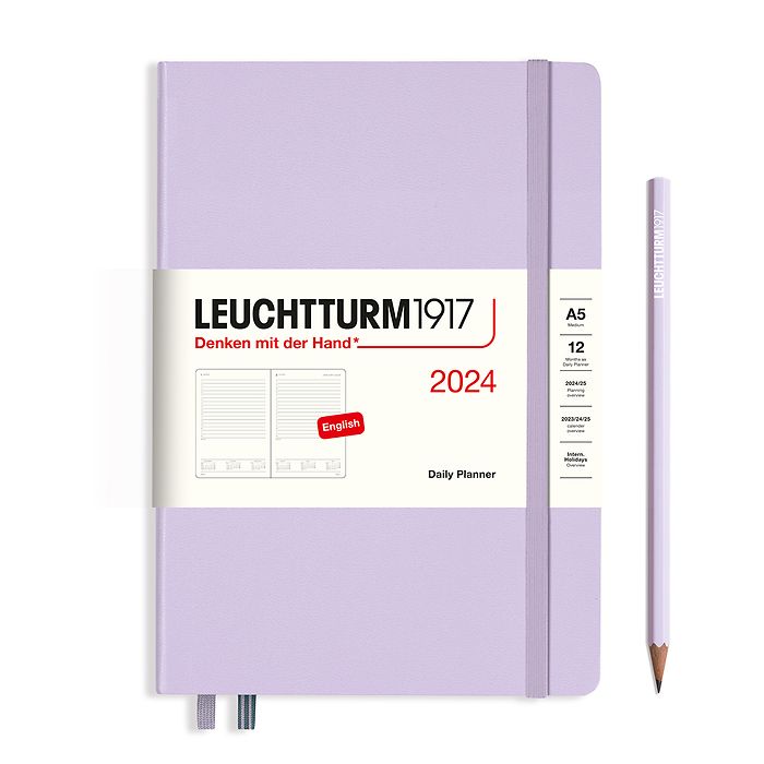 Daily Planner Medium (A5) 2024, Lilac, English