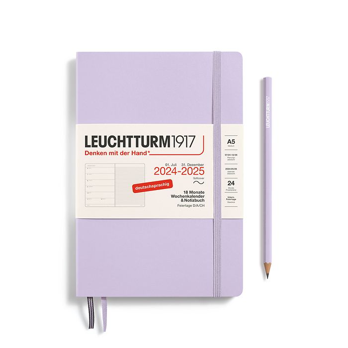 Weekly Pl. & Notebook Medium (A5) 2025, 18 Months, Softcover, Lilac, German