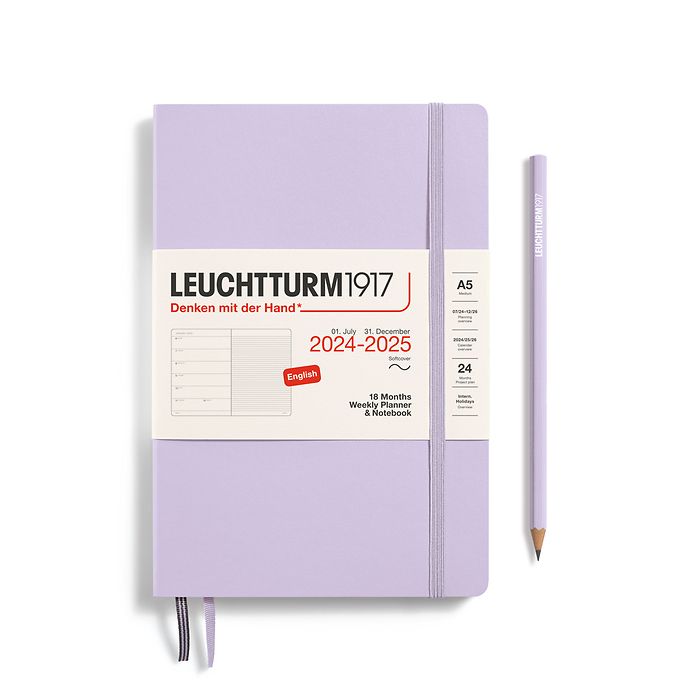 Weekly Pl. & Notebook Medium (A5) 2025, 18 Months, Softcover, Lilac, English